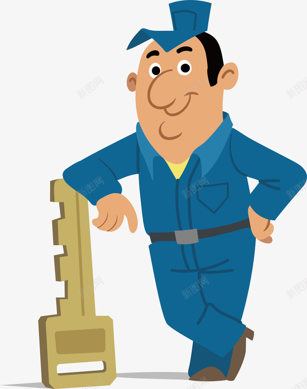蓝色制服的开锁工人矢量图ai免抠素材_新图网 https://ixintu.com 工人 开锁匠 开锁工人 开锁师傅 矢量png 钥匙 矢量图