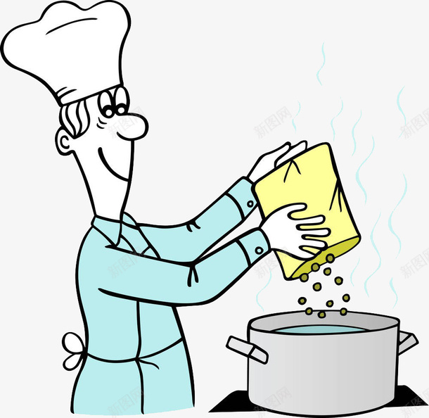 厨师做饭png免抠素材_新图网 https://ixintu.com 做饭 卡通 厨师 锅具