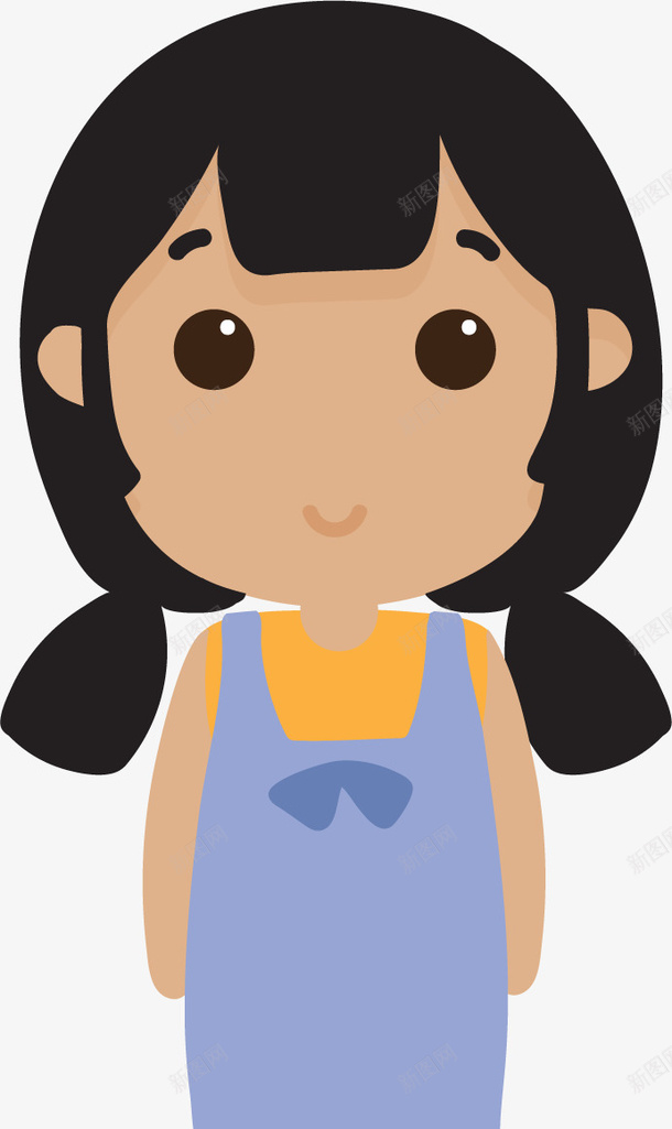 马尾辫小女孩矢量图ai免抠素材_新图网 https://ixintu.com 卡通 商务 小女孩 彩色 手绘 简约 马尾辫 黑发 矢量图