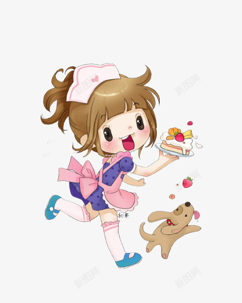 小女仆png免抠素材_新图网 https://ixintu.com 佣人卡通 儿童插画 卡通 卡通插画 可爱 女仆装 小狗 童话