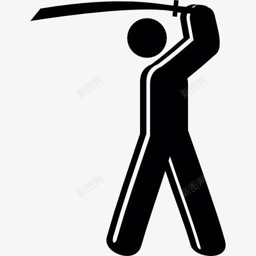 男子用细长的剑图标png_新图网 https://ixintu.com 人 剑斗士 战斗 武器 武士刀