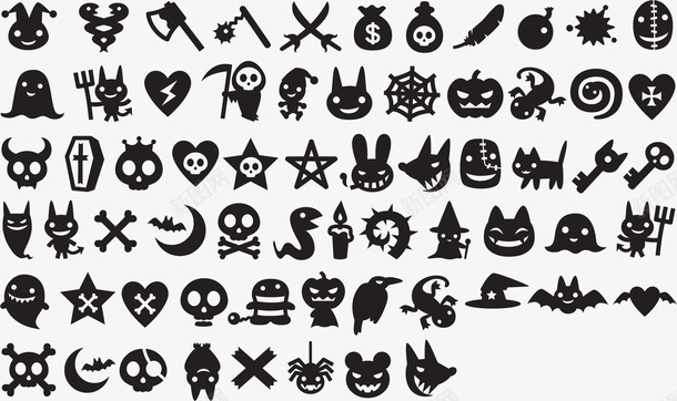 万圣节元素矢量图图标ai_新图网 https://ixintu.com 万圣节HALLOWEEN黑色图标 矢量图