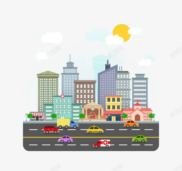 城市道路和建筑矢量图ai免抠素材_新图网 https://ixintu.com 城市 建筑 道路 矢量图