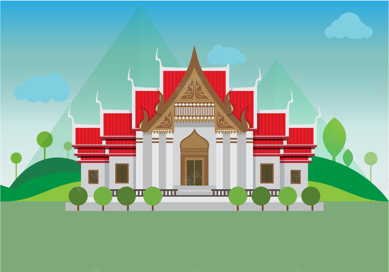 卡通简约寺庙背景矢量图ai设计背景_新图网 https://ixintu.com 中元节 供斋 卡通 卡通庙 寺庙 寺院 建筑 手绘 拜祭 敬畏 求仙 相食 矢量图 祭祀 童趣 香火