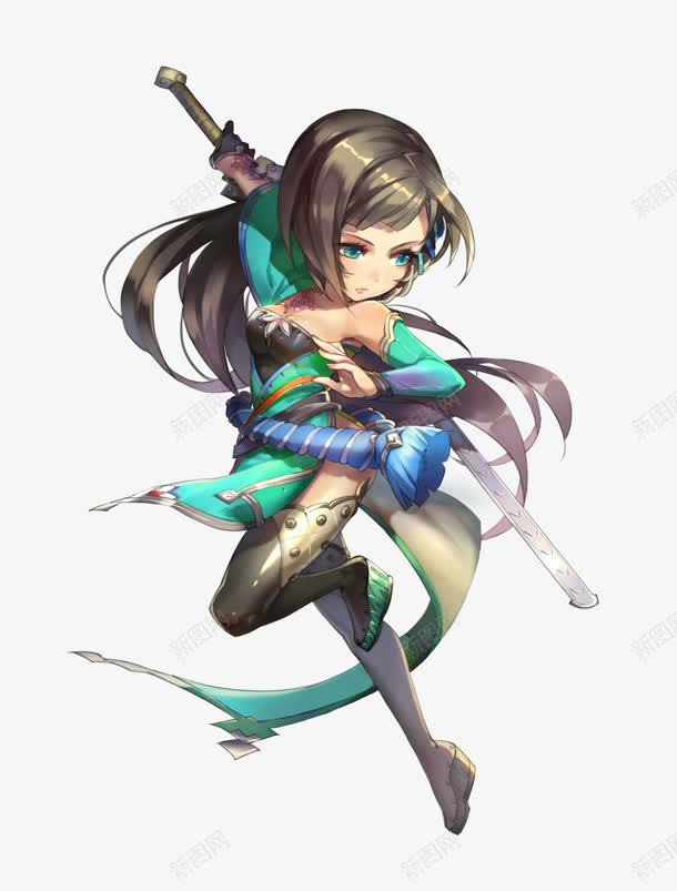 手绘长剑女孩png免抠素材_新图网 https://ixintu.com 女孩 手绘 长剑