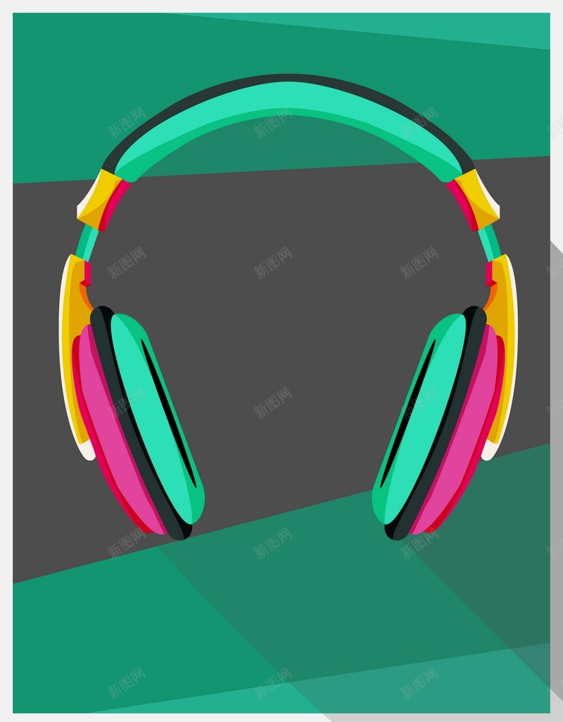炫彩音乐耳机矢量图ai设计背景_新图网 https://ixintu.com 炫彩 耳机 耳麦 音乐 矢量图