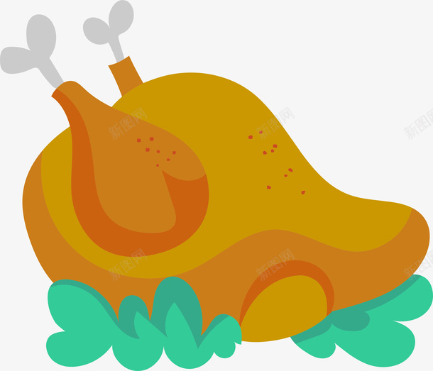 卡通鸡肉鸡腿png免抠素材_新图网 https://ixintu.com 扁平化 火鸡 矢量图案 美食 餐饮 鸡肉鸡腿
