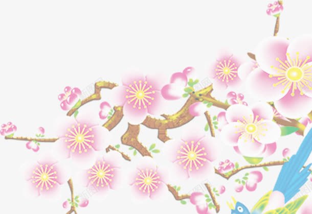 手绘古风粉色桃花装饰png免抠素材_新图网 https://ixintu.com 古风 桃花 粉色 装饰