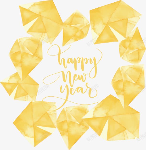 黄色低多边形几何花纹png免抠素材_新图网 https://ixintu.com happyNewYear 低多边形 新年快乐 矢量png 艺术字 艺术花纹