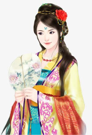 手绘古风持扇女子png免抠素材_新图网 https://ixintu.com 古风 女子 手绘 持扇