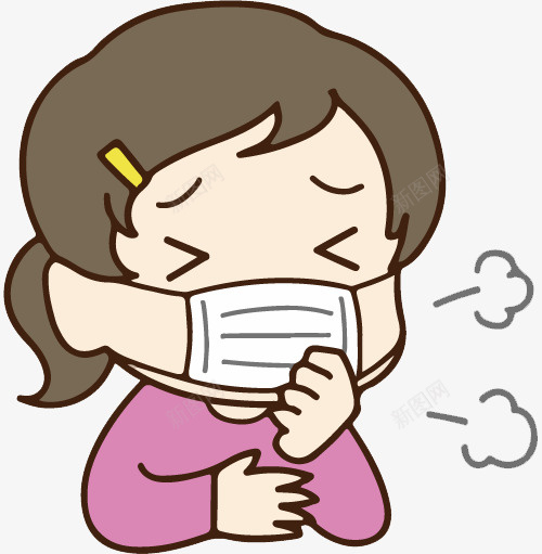 手绘卡通马尾女青年咳嗽png免抠素材_新图网 https://ixintu.com 不舒服 卡通 卡通咳嗽 咳嗽 嗓子不舒服 感冒 流感 生病 症状 难受