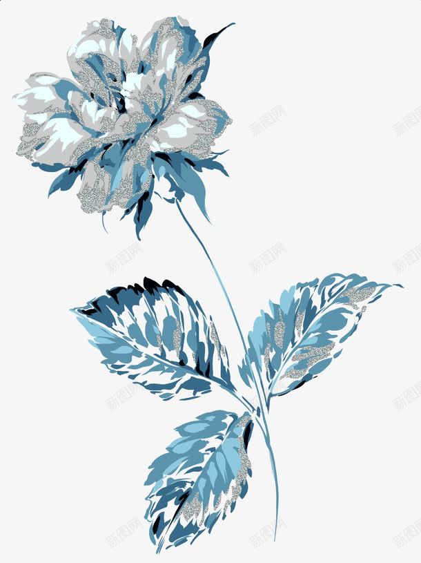 手绘花朵背景png免抠素材_新图网 https://ixintu.com 手绘 水墨 花朵 蓝色