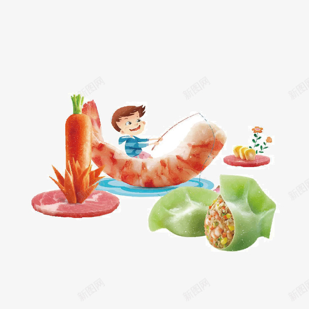 饺子的世界矢量图eps免抠素材_新图网 https://ixintu.com 一家人包饺子 包饺子 有营养 绿色的饺子皮 美味可口 胡萝卜 虾仁 矢量图