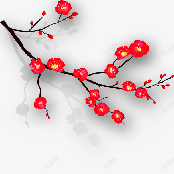 喜庆梅花png免抠素材_新图网 https://ixintu.com 冬季 喜庆 梅花 深红色