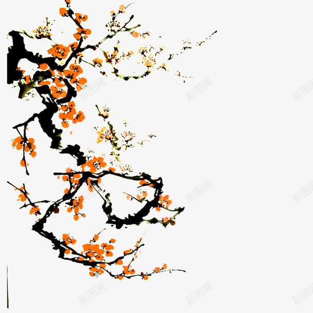 水墨中国风桃花装饰图案png免抠素材_新图网 https://ixintu.com 中国风 桃花 水墨 装饰图案