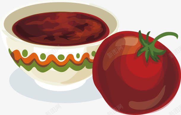 创意番茄粥图矢量图ai免抠素材_新图网 https://ixintu.com 健康 小碗 红色 蔬菜 食品 矢量图