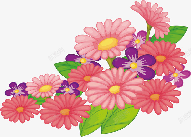 粉红色雏菊花丛矢量图ai免抠素材_新图网 https://ixintu.com daisy 浪漫花丛 矢量png 矢量图 粉色花丛 花丛 雏菊 雏菊花丛