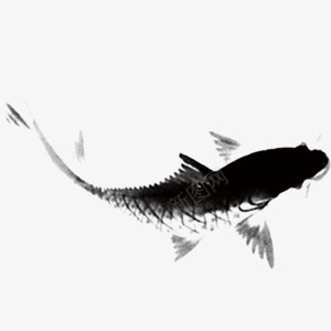 漂浮水墨画psd免抠素材_新图网 https://ixintu.com 中国风 水墨画 鱼