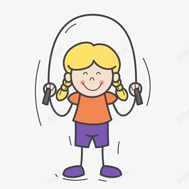 卡通跳绳女孩png免抠素材_新图网 https://ixintu.com 卡通人物 小女孩 背景装饰 跳绳女孩