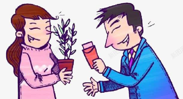 红包交换png免抠素材_新图网 https://ixintu.com 卡通手绘 开心表情 拿红包的小人 插画 红包 花卉