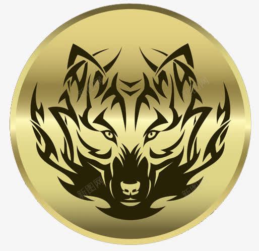 狼纹硬币png免抠素材_新图网 https://ixintu.com 动物 头狼 狼头 金色