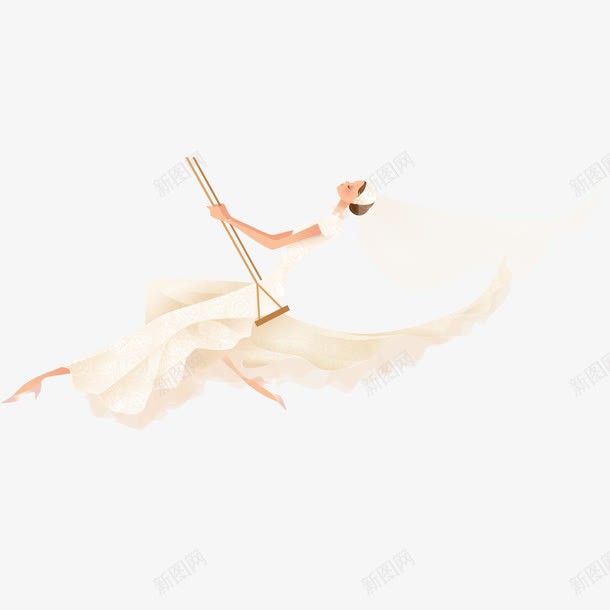 荡秋千的新娘png免抠素材_新图网 https://ixintu.com 婚礼 婚纱 情人 新娘 荡秋千