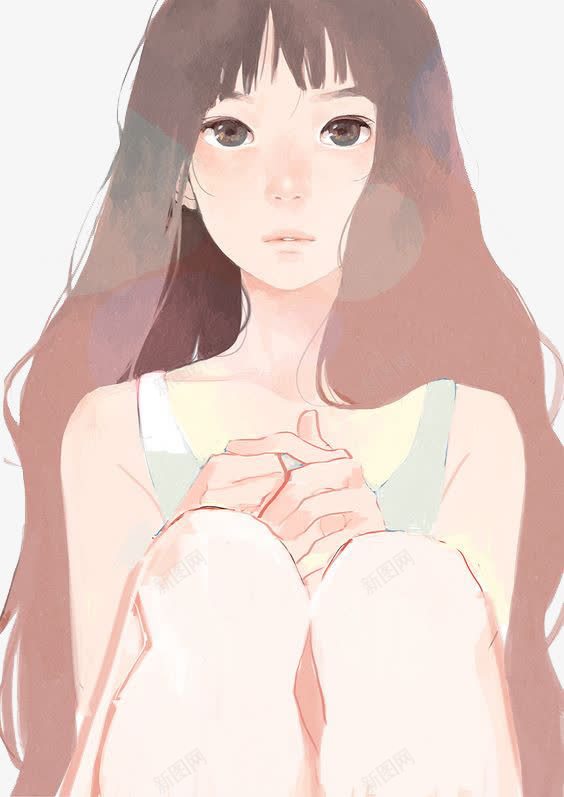 手绘女角色png免抠素材_新图网 https://ixintu.com 女 小清新 手绘 水彩