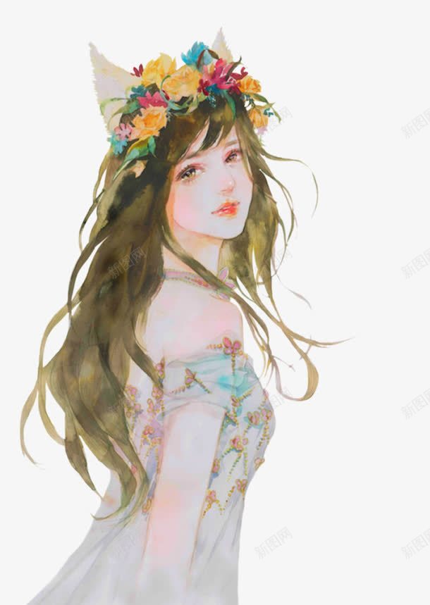 猫耳朵女孩png免抠素材_新图网 https://ixintu.com 卡通 女孩 手绘 猫耳朵