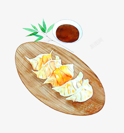 手绘饺子和醋png免抠素材_新图网 https://ixintu.com 免抠图 抠图 插画 美食 装饰画 醋 食物 饺子