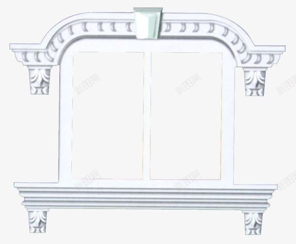 白色窗户png免抠素材_新图网 https://ixintu.com 免抠图 方形 欧式 白色 石膏 窗 素材 雕花