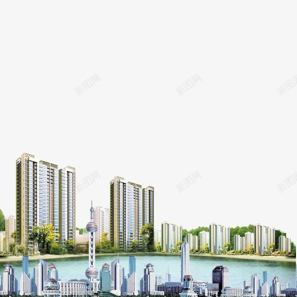 滨海城市png免抠素材_新图网 https://ixintu.com 城市 城市元素 小区 社区