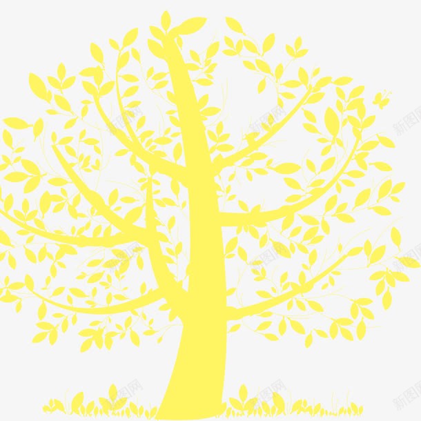 黄昏下的树psd免抠素材_新图网 https://ixintu.com 成长树 树png素材 树木 黄昏下的树 黄色