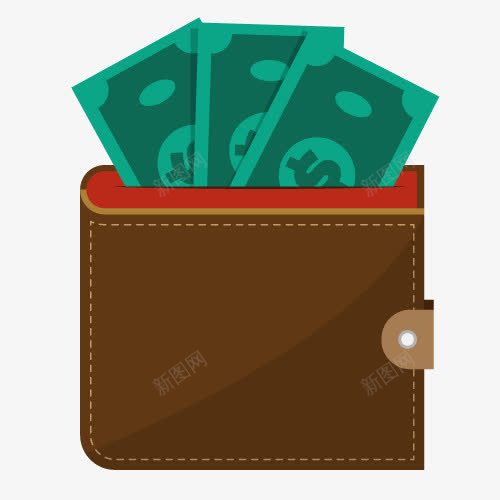 钱包矢量图ai免抠素材_新图网 https://ixintu.com 卡通钱包 牛皮钱包 美元 矢量图