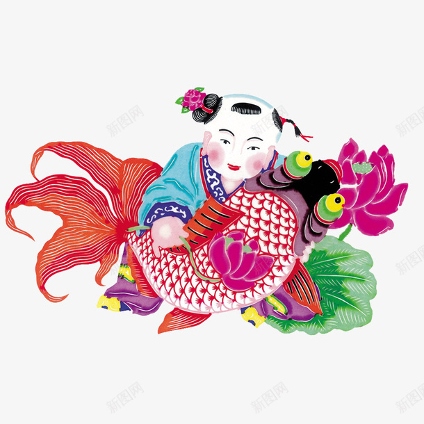 年年有余年画png免抠素材_新图网 https://ixintu.com 传统 历史文化 年年有余 年画