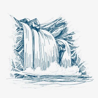 手绘瀑布png免抠素材_新图网 https://ixintu.com 手绘 瀑布 蓝色