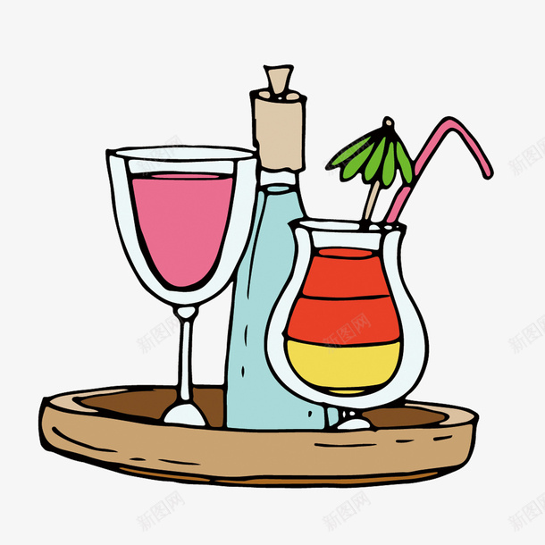 手绘鸡尾酒饮料png免抠素材_新图网 https://ixintu.com 素材 饮料 鸡尾酒