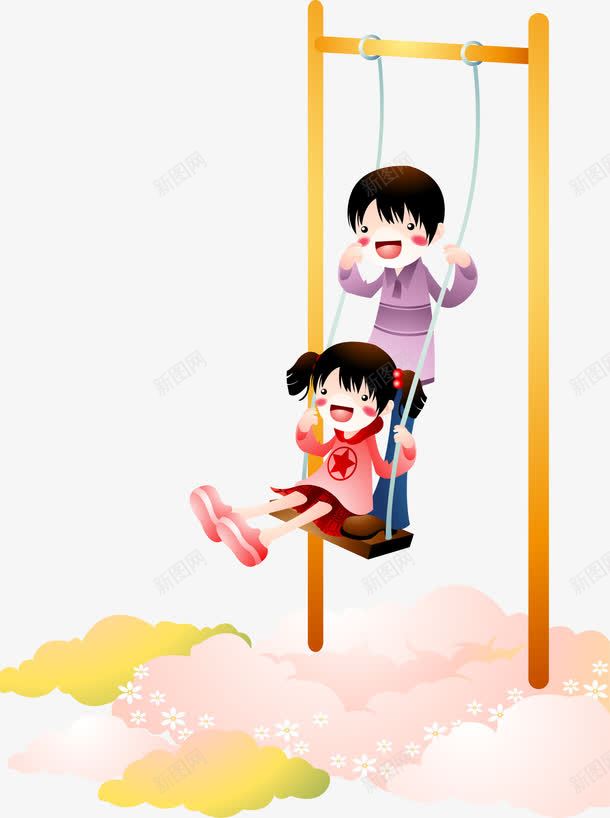 可爱的小孩png免抠素材_新图网 https://ixintu.com 可爱 小女孩 游乐 秋千