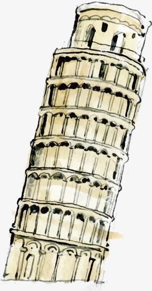 手绘比萨斜塔矢量图ai免抠素材_新图网 https://ixintu.com 地标性 建筑 手绘 比萨斜塔 矢量图