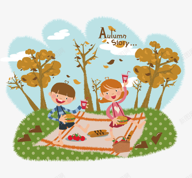 两个小孩和零食矢量图ai免抠素材_新图网 https://ixintu.com 孩子 热狗 矢量素材 零食 食品 矢量图