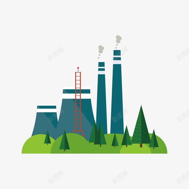 建筑和绿地png免抠素材_新图网 https://ixintu.com 建筑 烟筒 绿地