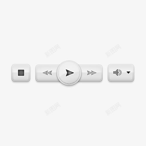 UIpng免抠素材_新图网 https://ixintu.com 微拟物 播放控件 白色