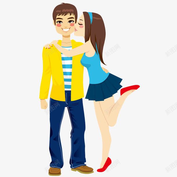创意卡通情侣亲吻脸png免抠素材_新图网 https://ixintu.com 亲吻 卡通情侣 情侣