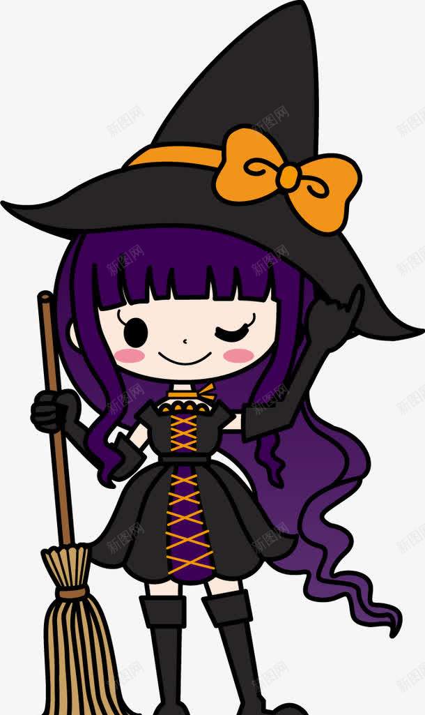 卡通小魔女png免抠素材_新图网 https://ixintu.com 卡通 女孩 小魔女