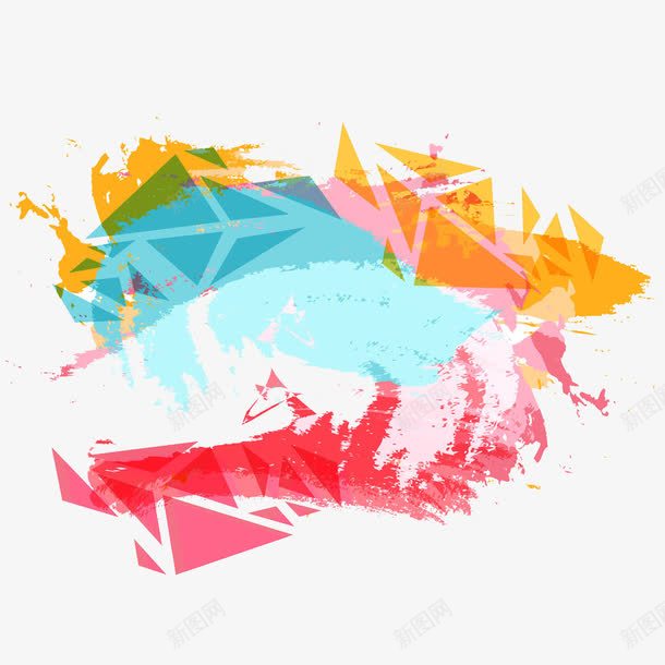 水彩墨迹三角形png免抠素材_新图网 https://ixintu.com 几何图案 墨迹背景 水彩背景