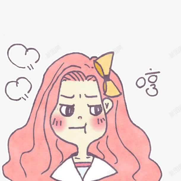 手绘粉色头发蝴蝶结png免抠素材_新图网 https://ixintu.com 头发 粉色 蝴蝶结