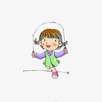 跳绳的天真姑娘png免抠素材_新图网 https://ixintu.com 卡通 卡通图片 天真小姑娘 绿色裙子 跳绳