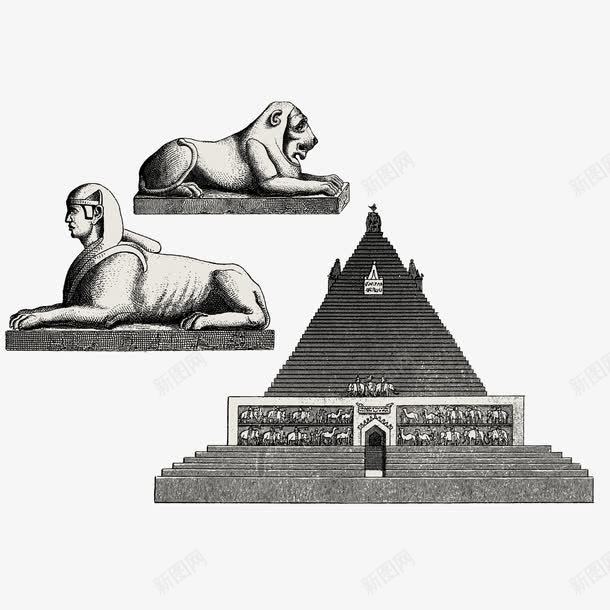 埃及金字塔和狮身人面像矢量图ai免抠素材_新图网 https://ixintu.com 古埃及 古老的传说 四大古国 狮身人面像 胡佛金字塔 金字塔 矢量图