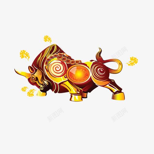 金牛图案png免抠素材_新图网 https://ixintu.com 牛 股票 节日 金色
