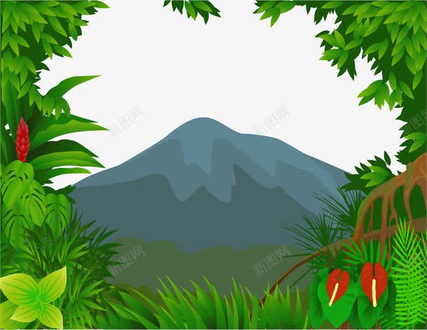 树丛外的小山png免抠素材_新图网 https://ixintu.com 山 树丛 树叶 绿色