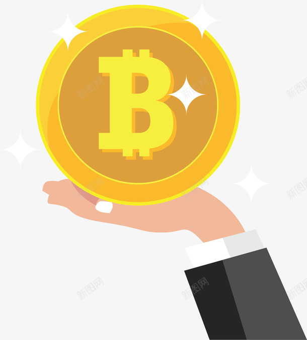 金融交易手拿比特币矢量图ai免抠素材_新图网 https://ixintu.com 比特币 矢量png 虚拟比特币 金色比特币 金融 金融交易 矢量图